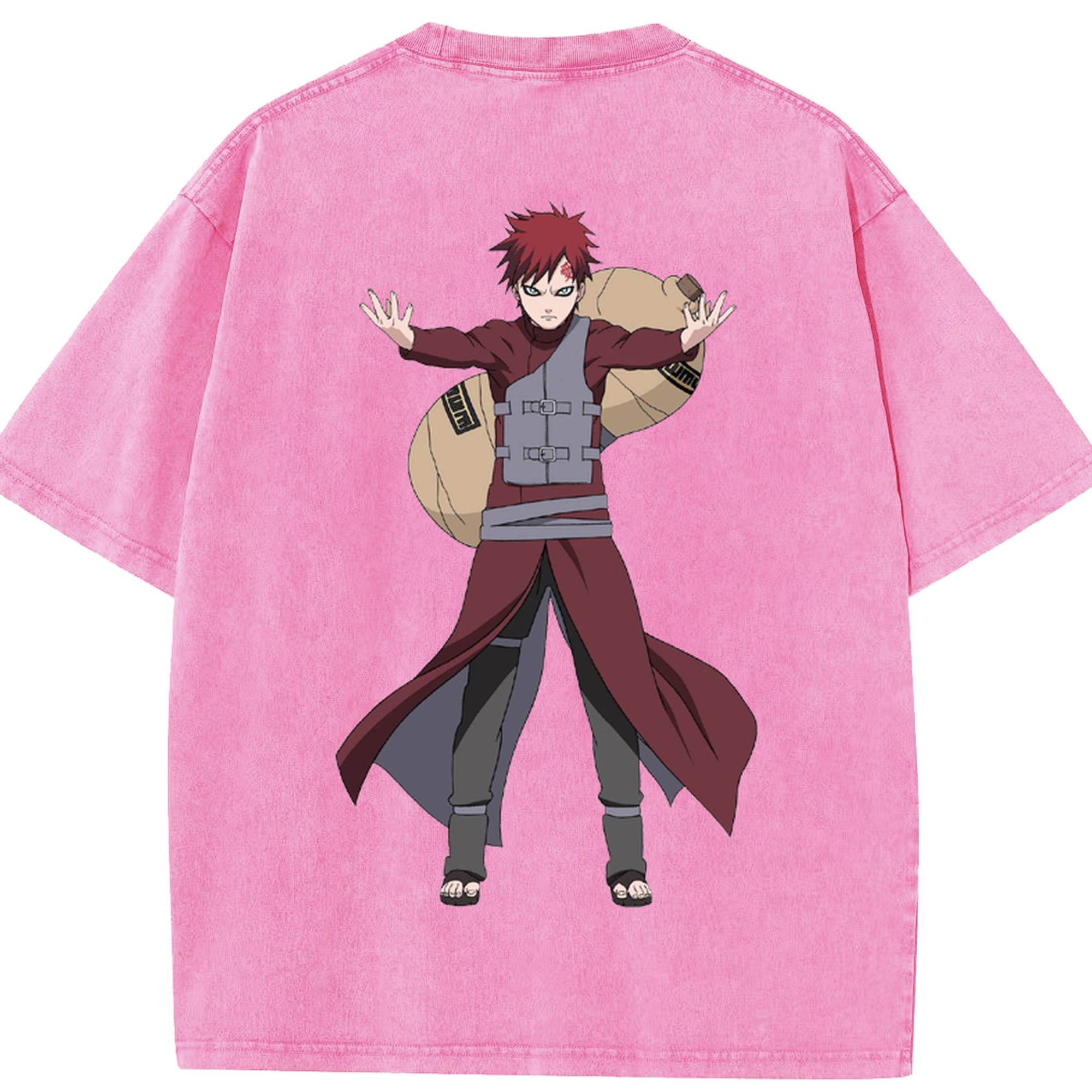 （画像用） NARUTO -ナルト- ガアラ Gaara 綿100% ヴィンテージ風 半袖Tシャツ（背面プリント）